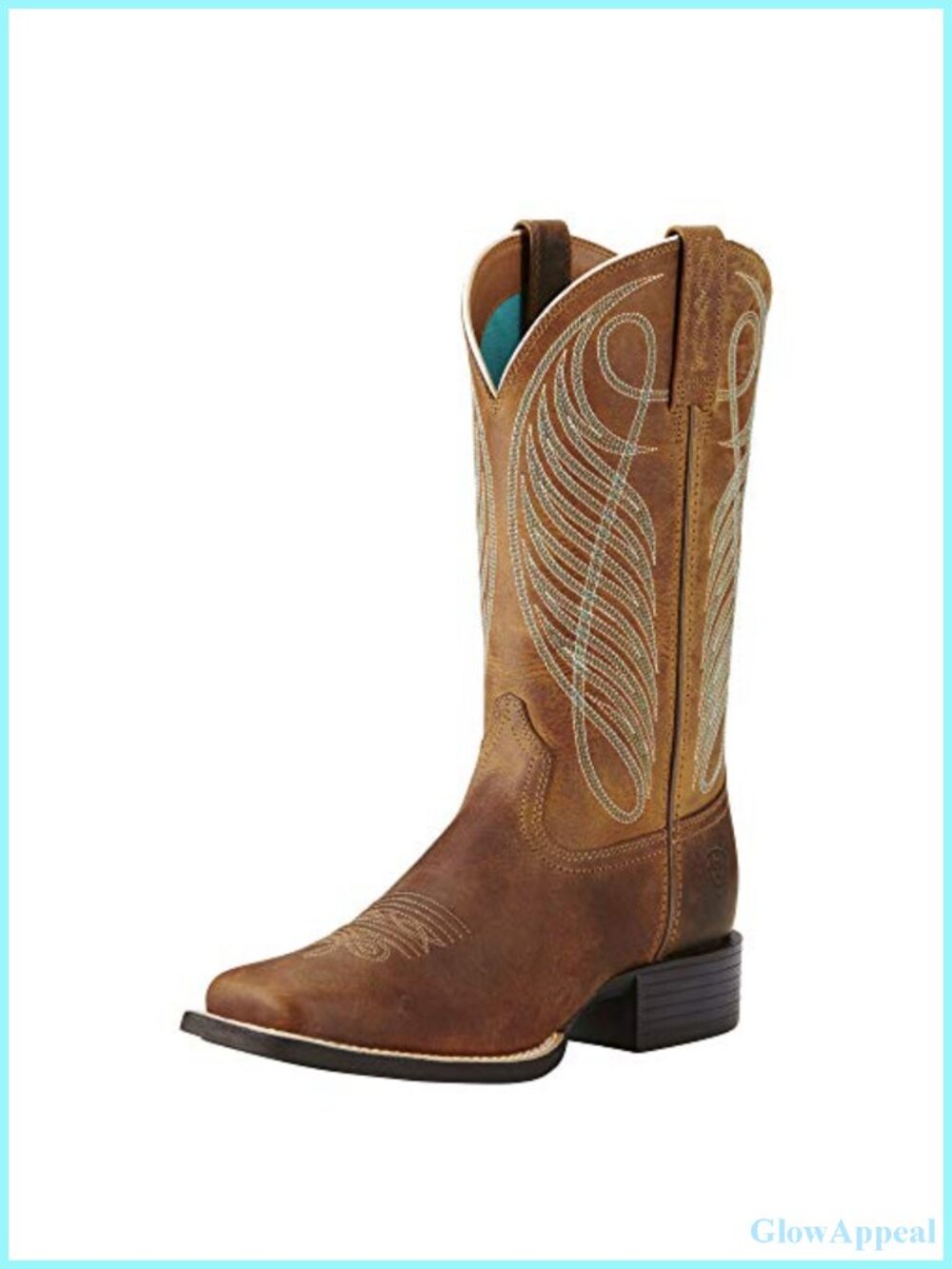 Western Cowgirl Boots Wide Square Toe Leather Mid-Calf